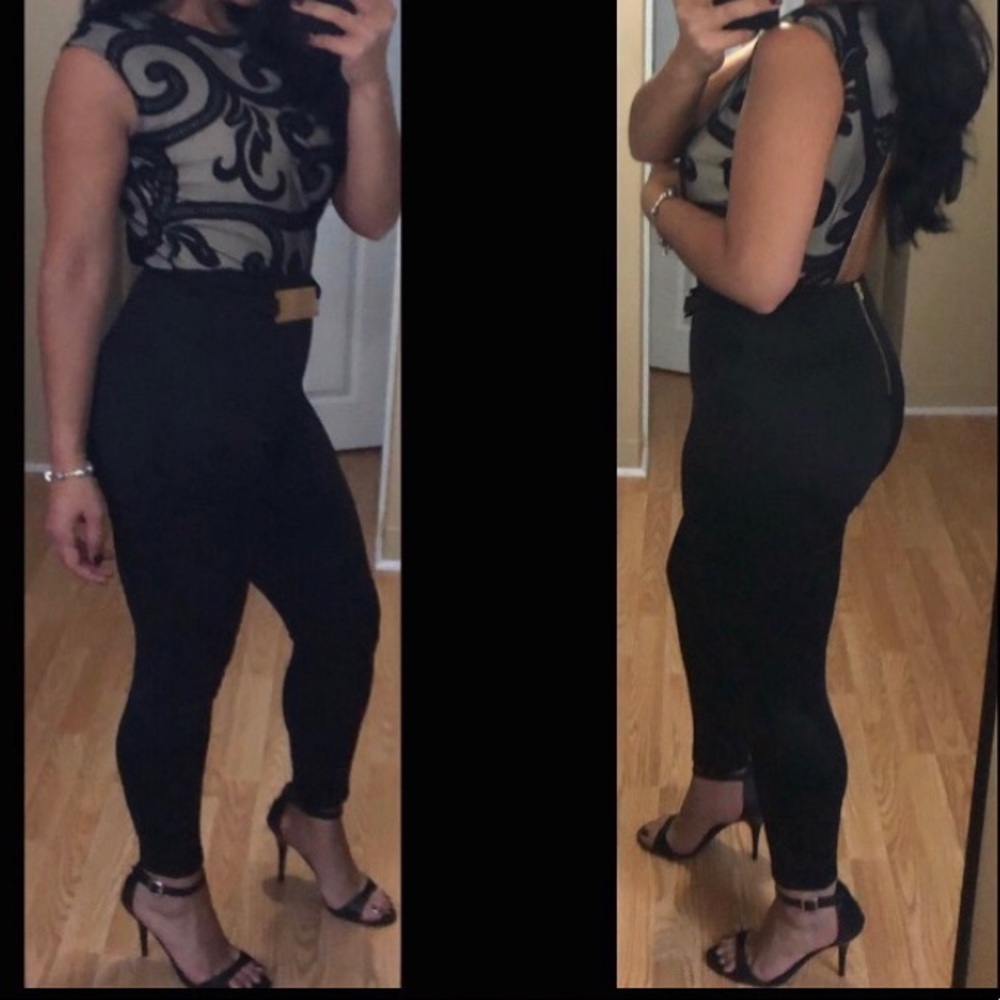 GitiOnline-Contrasting Mesh fit Jumpsuit